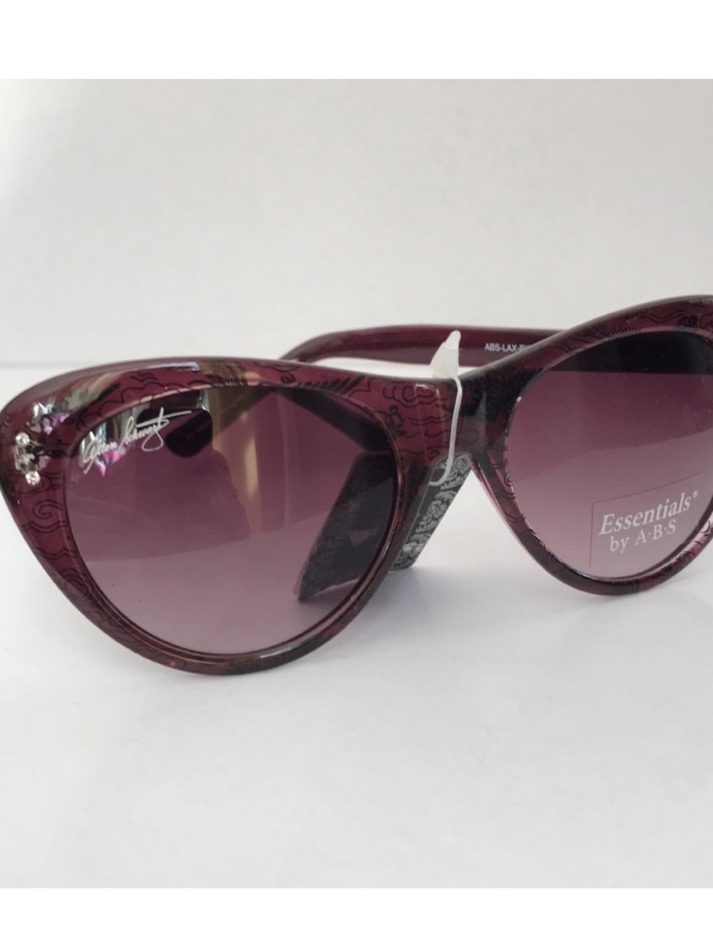 Vintage Essentials by ABS Burgundy Cat Eye Oversized Sunglasses